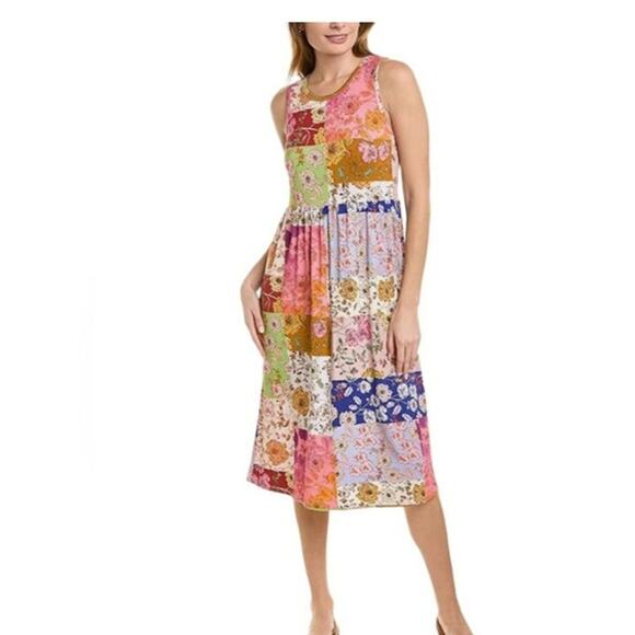 Johnny Was Cosmo Easy Fit Tea Length  Sleeveless Floral Patchwork Boho Dress 3X - Picture 1 of 8